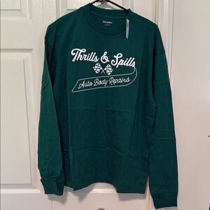 Old Navy Dark Green Graphic Long Sleeve Men's Tee